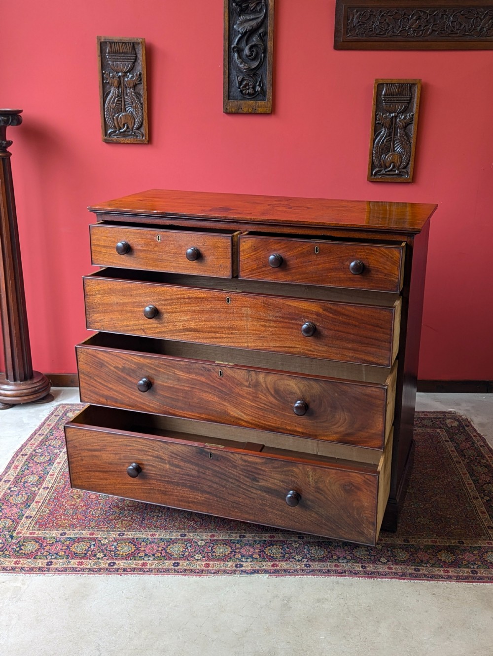 Antique Victorian Solid Mahogany Chest of Drawers View IV