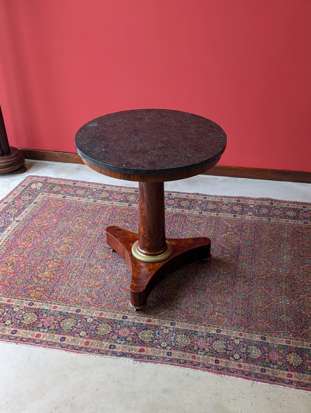 Antique 19th Century Circular Marble Topped Mahogany French Empire Table View IV