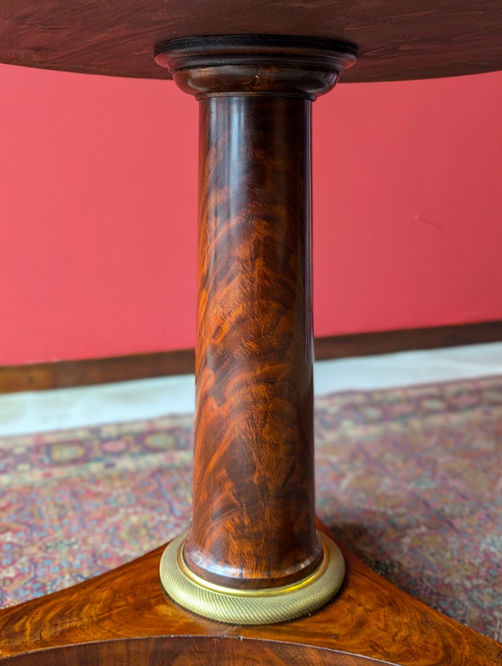 Antique 19th Century Circular Marble Topped Mahogany French Empire Table View V