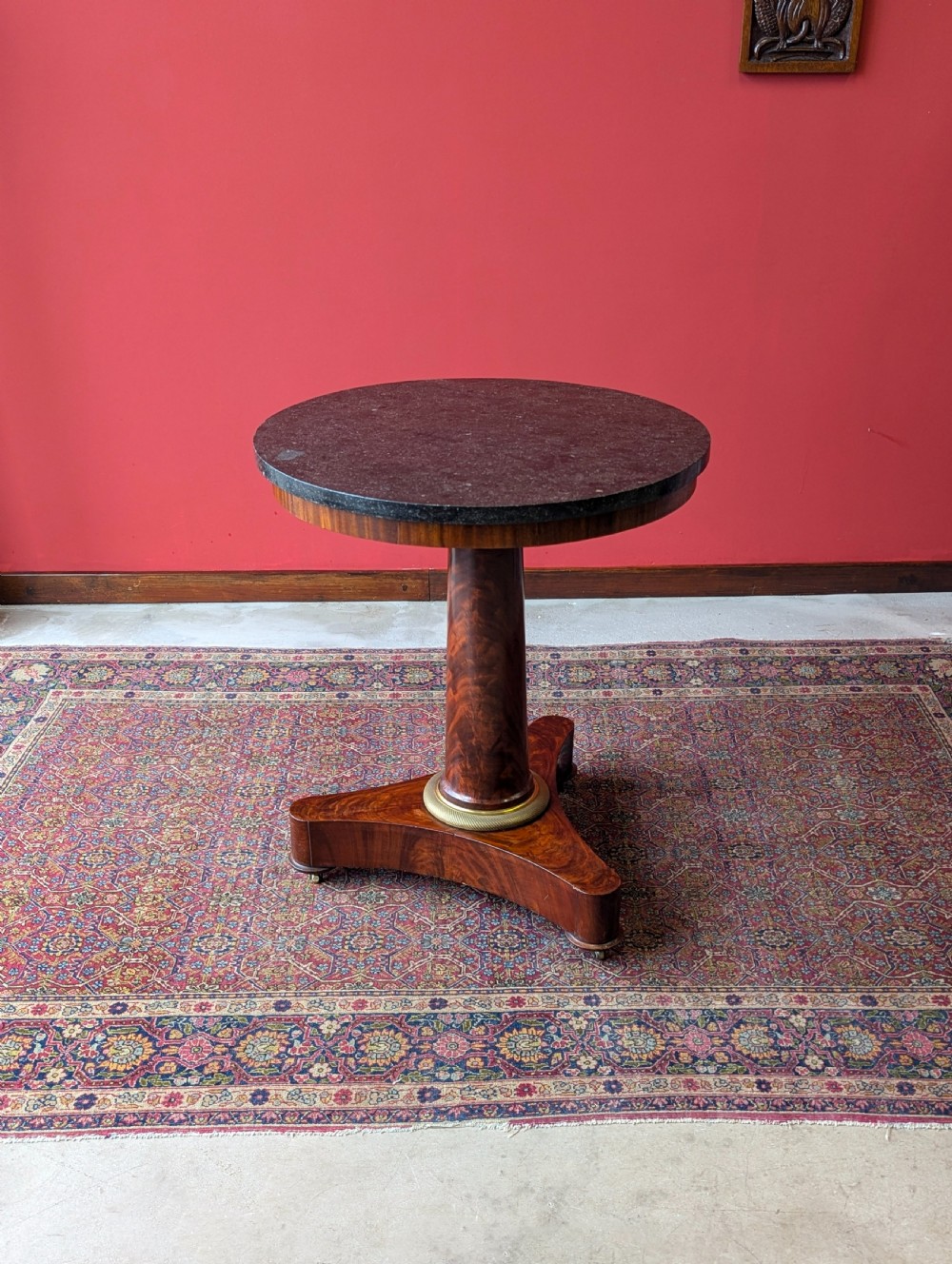 Antique 19th Century Circular Marble Topped Mahogany French Empire Table View VII