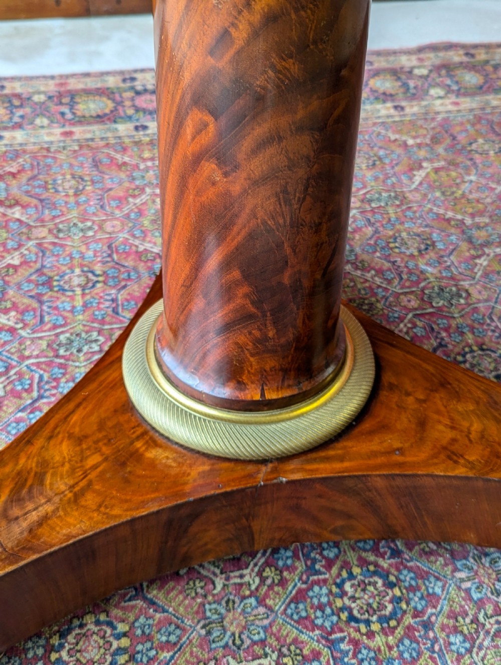 Antique 19th Century Circular Marble Topped Mahogany French Empire Table View VIII