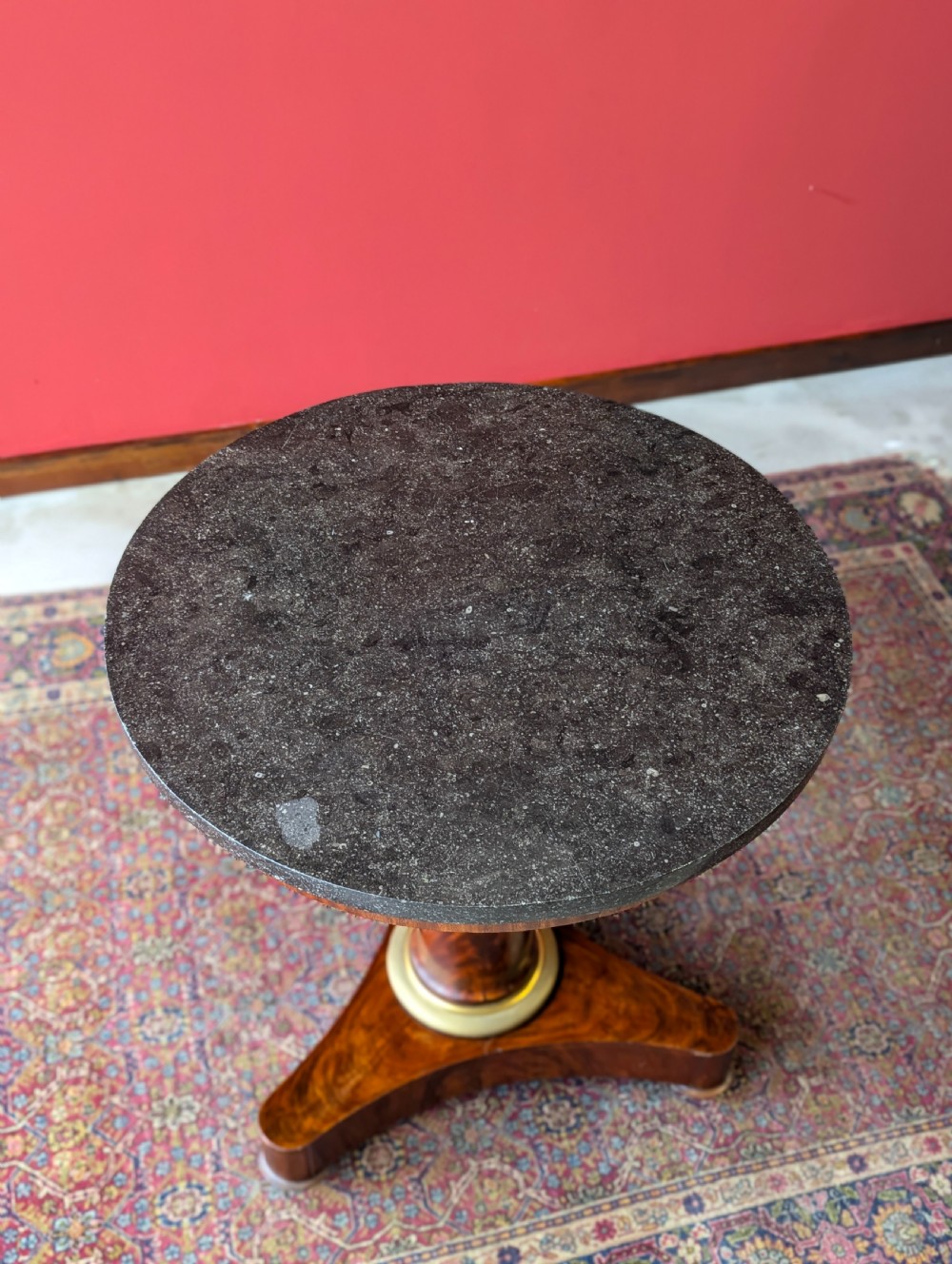 Antique 19th Century Circular Marble Topped Mahogany French Empire Table View IX
