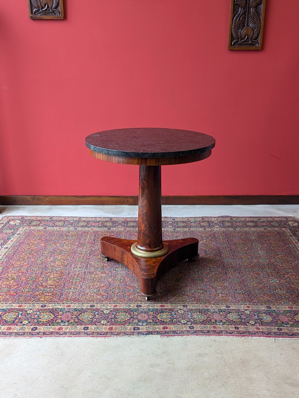 Antique 19th Century Circular Marble Topped Mahogany French Empire Table View X
