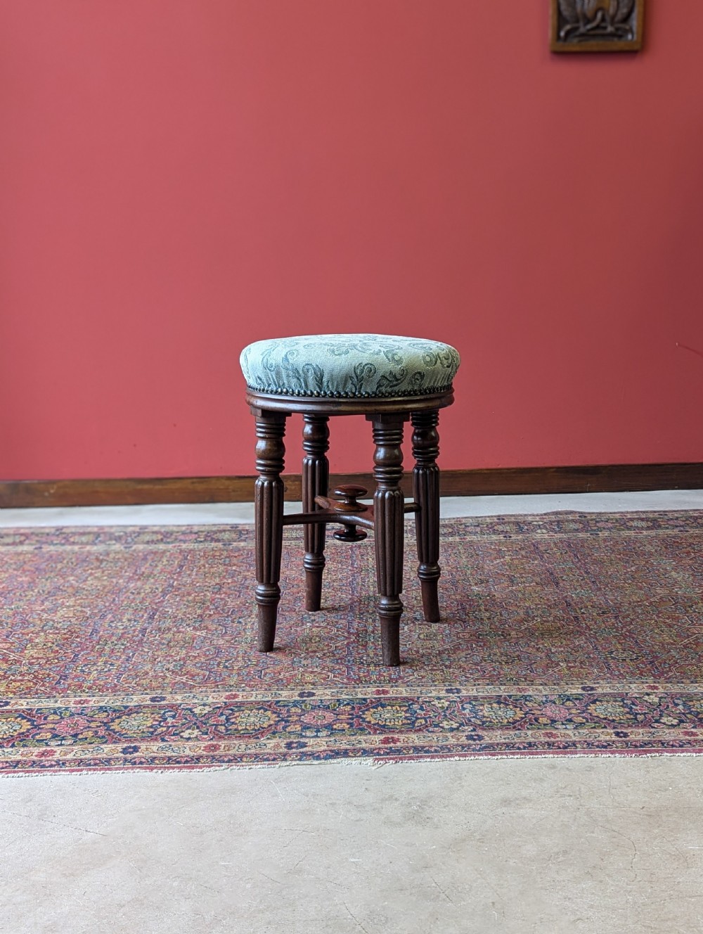 Antique Victorian Mahogany Circular Piano Stool View V