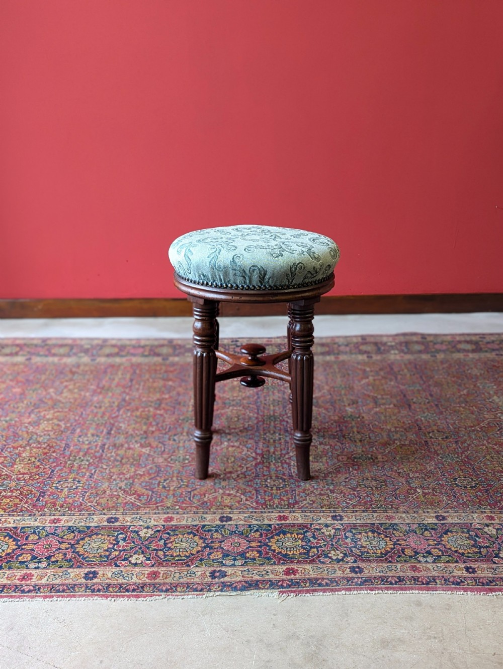 Antique Victorian Mahogany Circular Piano Stool View X