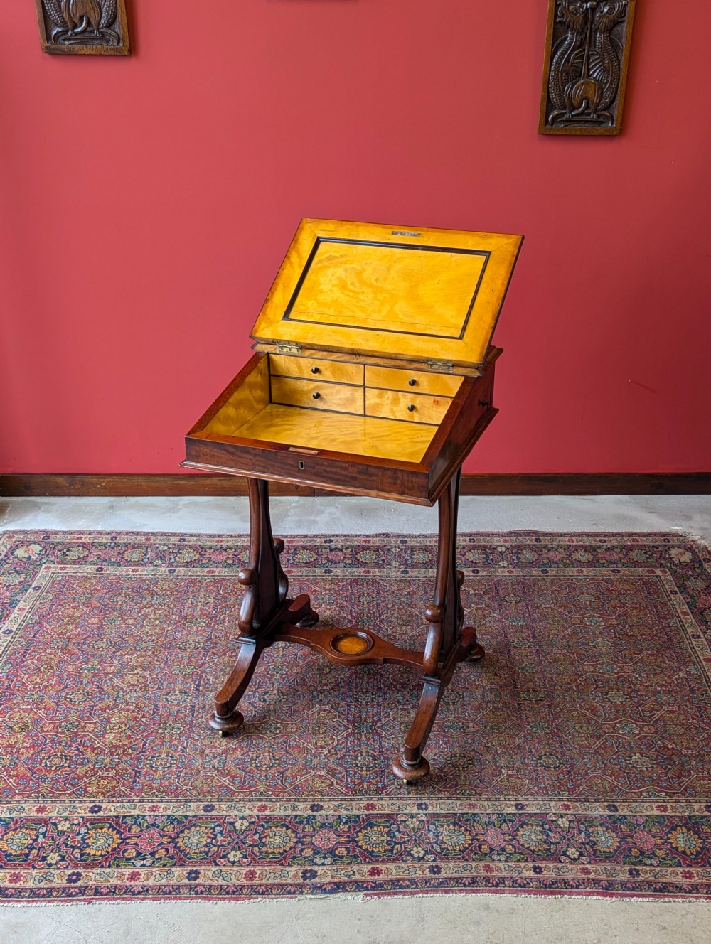 Antique Victorian Mahogany Davenport Writing Desk View II