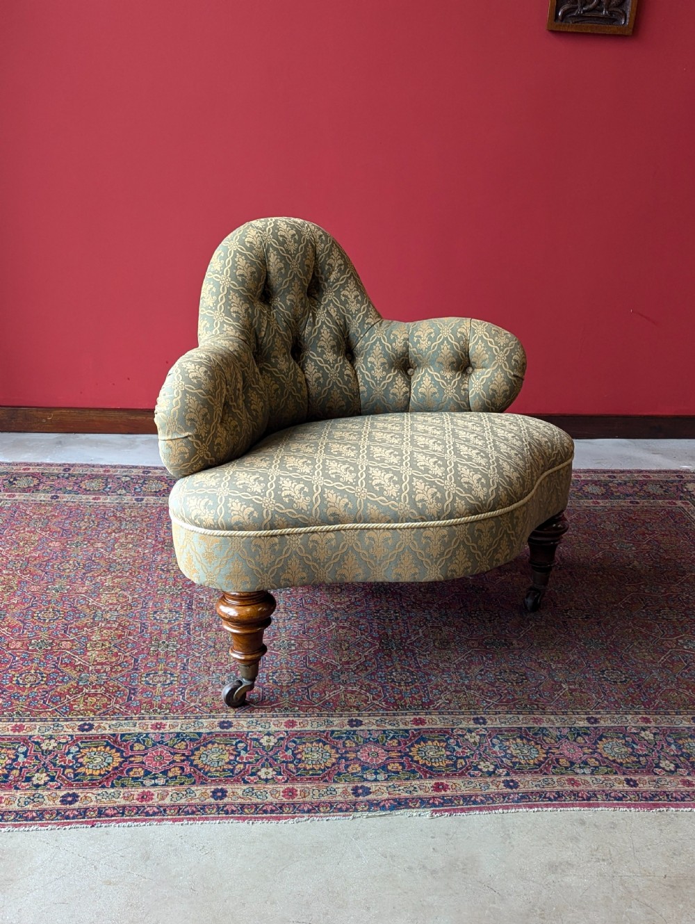 Antique 19th Century Mahogany Upholstered Easy Chair View III
