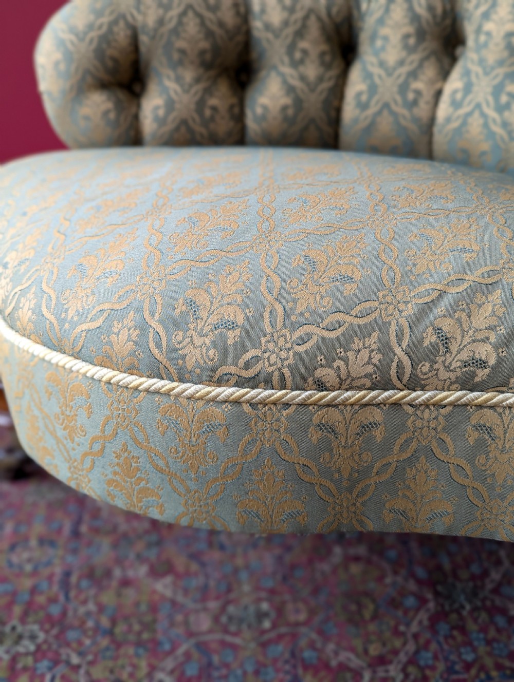 Antique 19th Century Mahogany Upholstered Easy Chair View IV