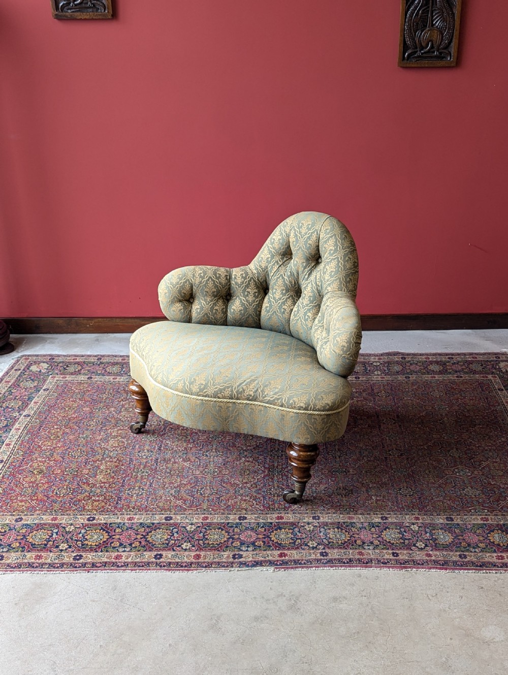 Antique 19th Century Mahogany Upholstered Easy Chair View V