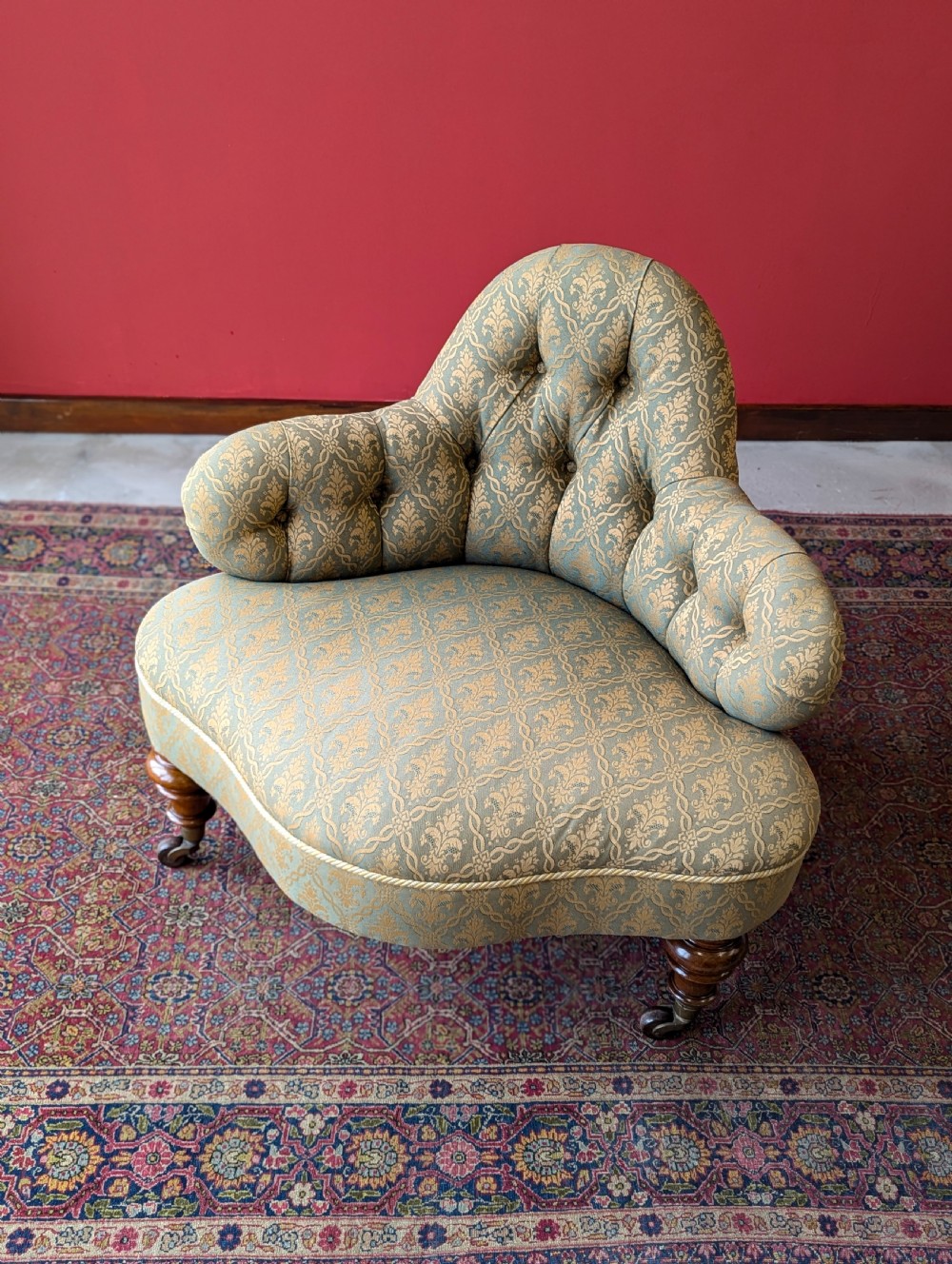 Antique 19th Century Mahogany Upholstered Easy Chair View VII