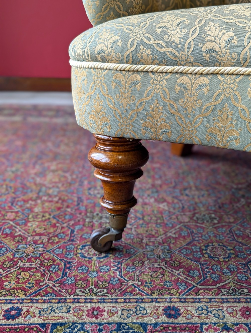 Antique 19th Century Mahogany Upholstered Easy Chair View IX