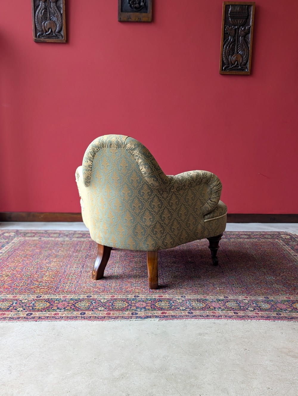 Antique 19th Century Mahogany Upholstered Easy Chair View X