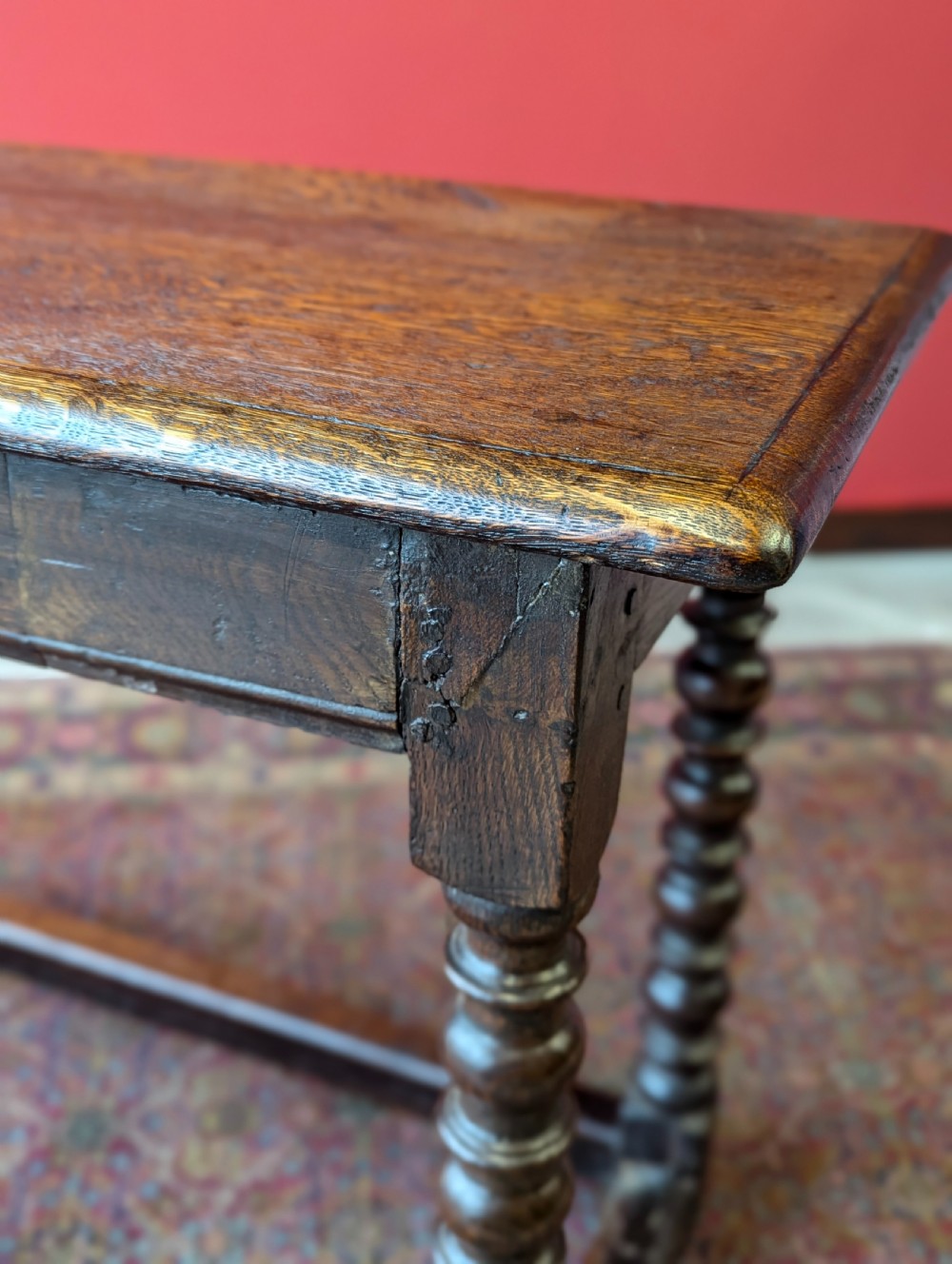 Antique 18th Century Oak Bobbin Side Table View III