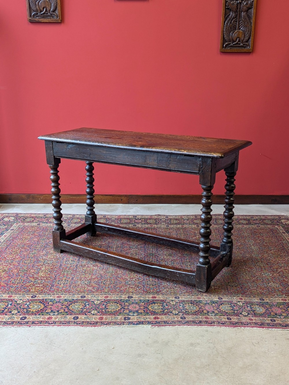Antique 18th Century Oak Bobbin Side Table View IV