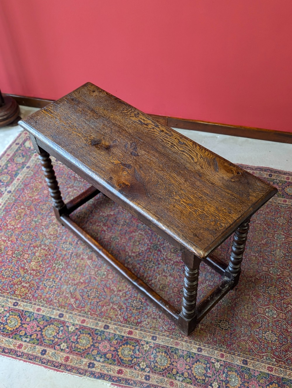 Antique 18th Century Oak Bobbin Side Table View V