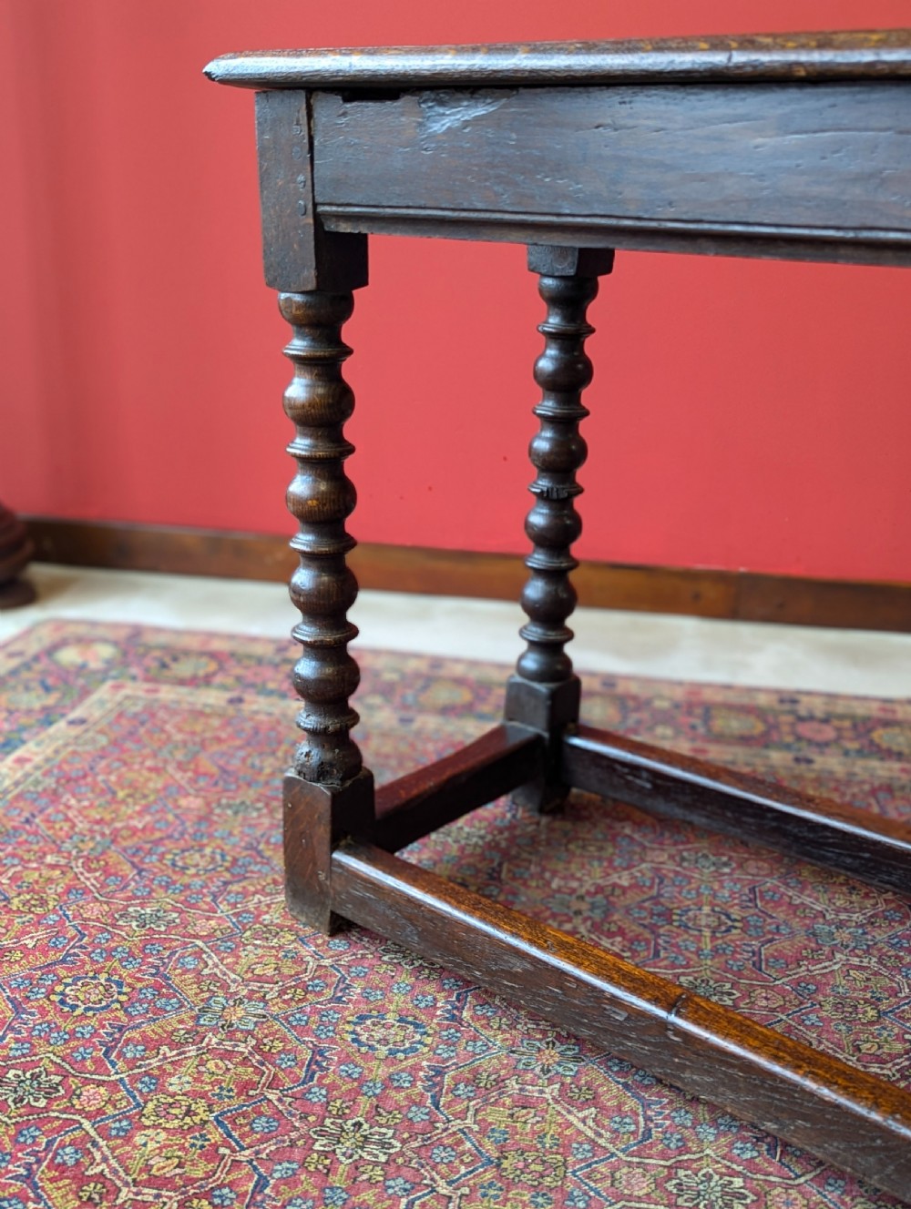 Antique 18th Century Oak Bobbin Side Table View VI