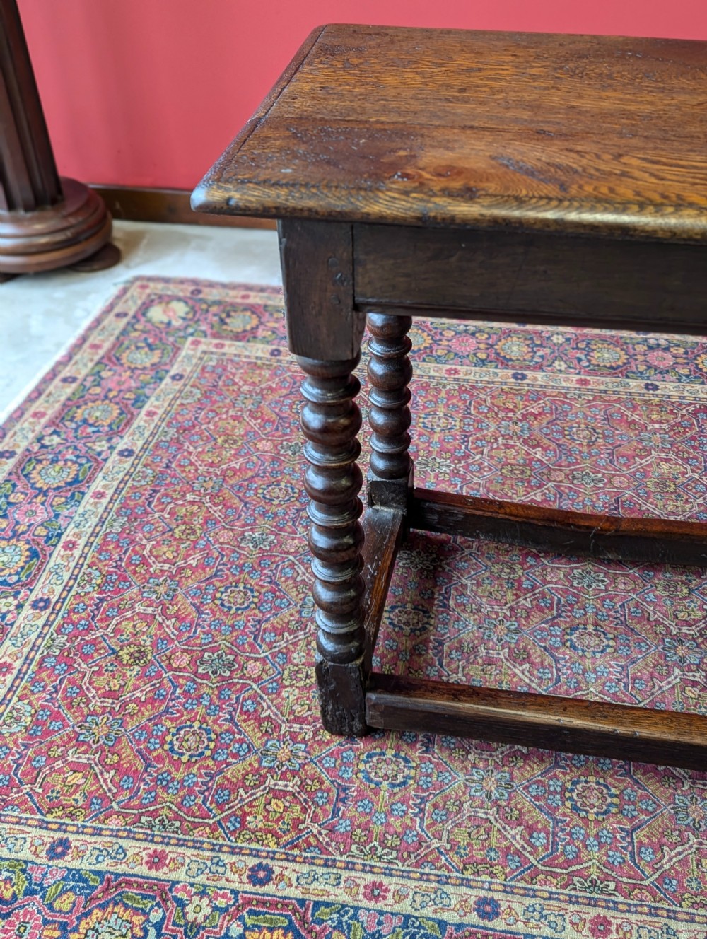 Antique 18th Century Oak Bobbin Side Table View VII