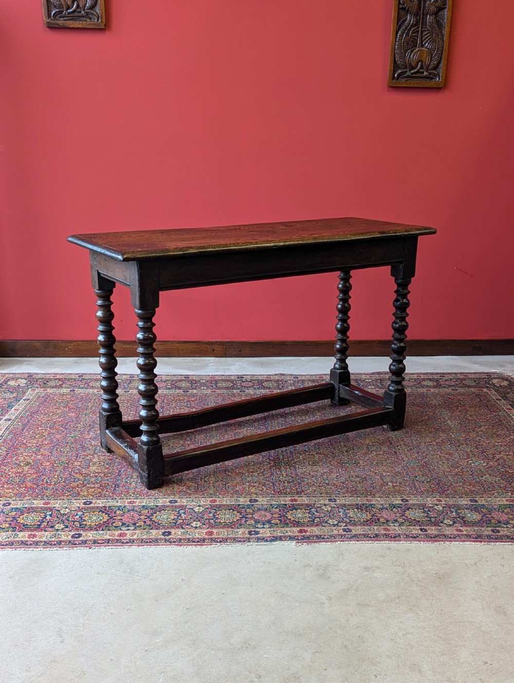 Antique 18th Century Oak Bobbin Side Table View X