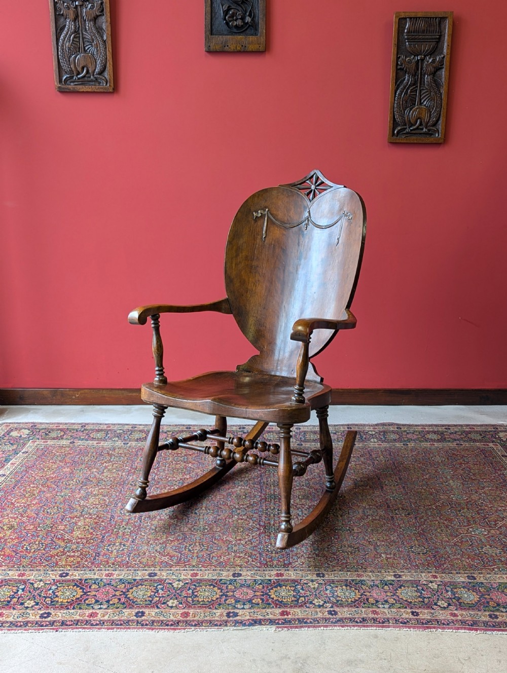 Antique Victorian Birch Rocking Chair c.1890