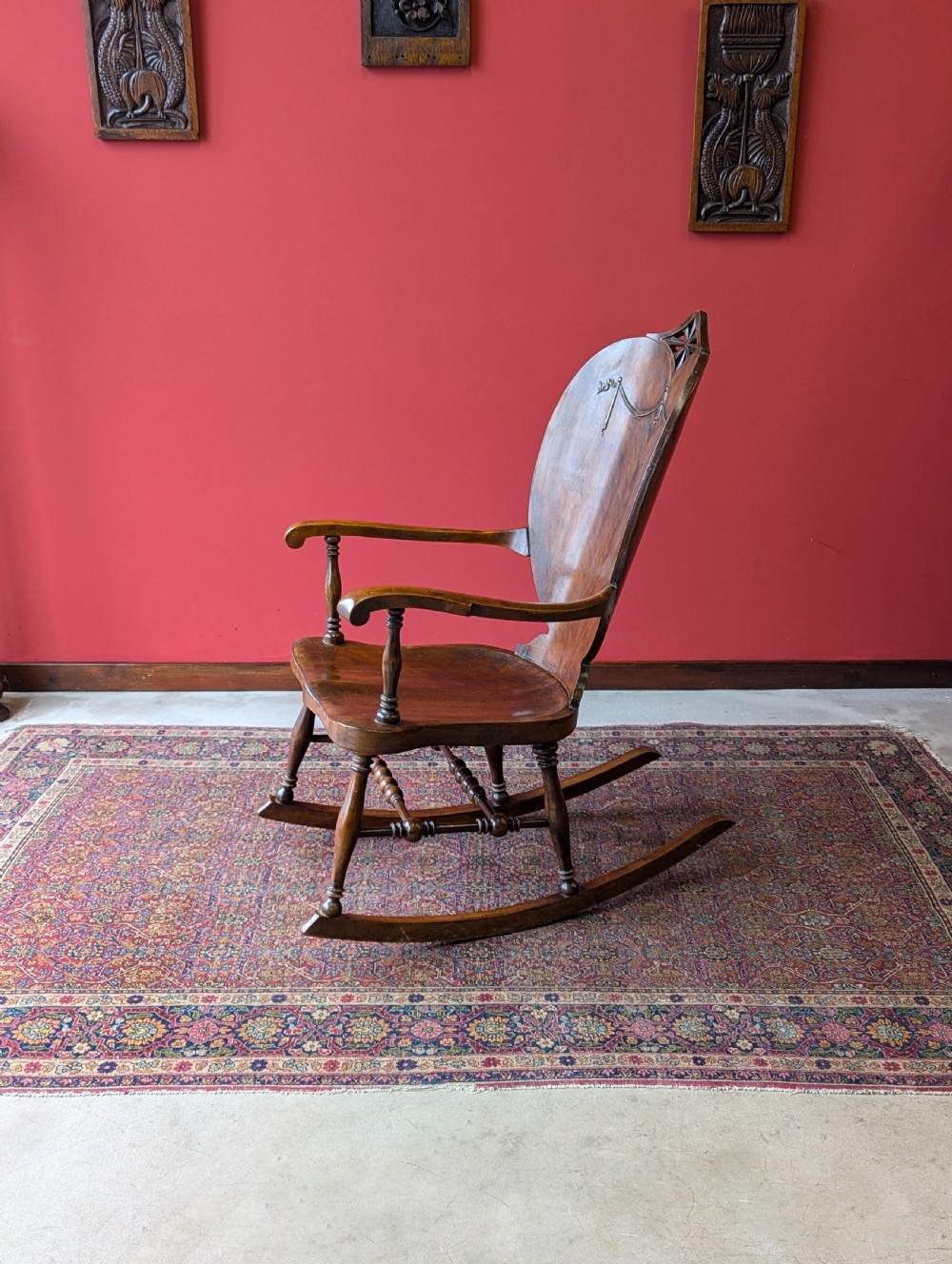 Antique Victorian Birch Rocking Chair c.1890 View IV
