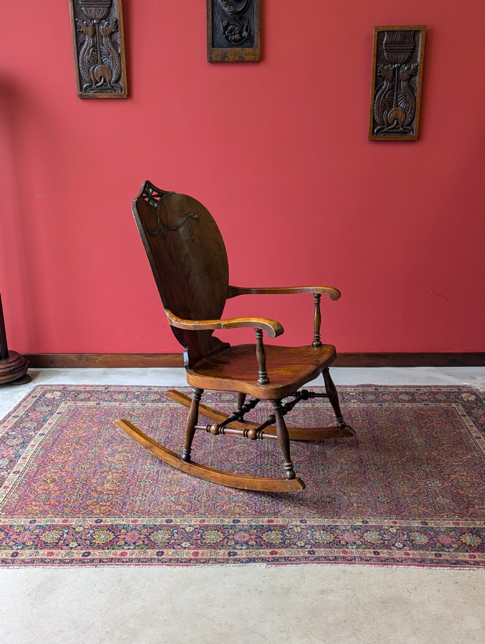 Antique Victorian Birch Rocking Chair c.1890 View V