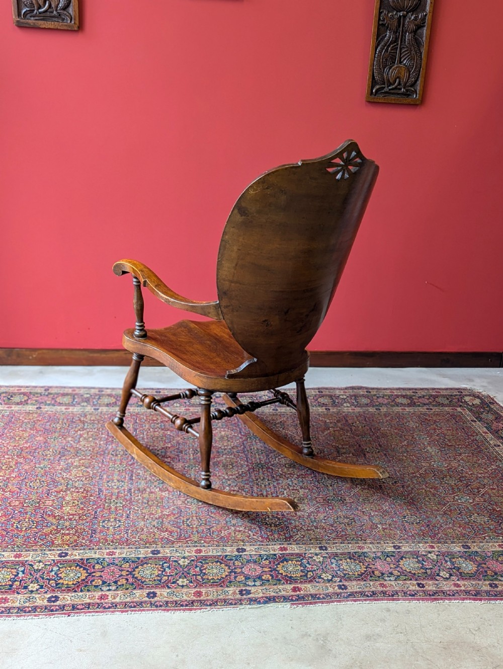 Antique Victorian Birch Rocking Chair c.1890 View X