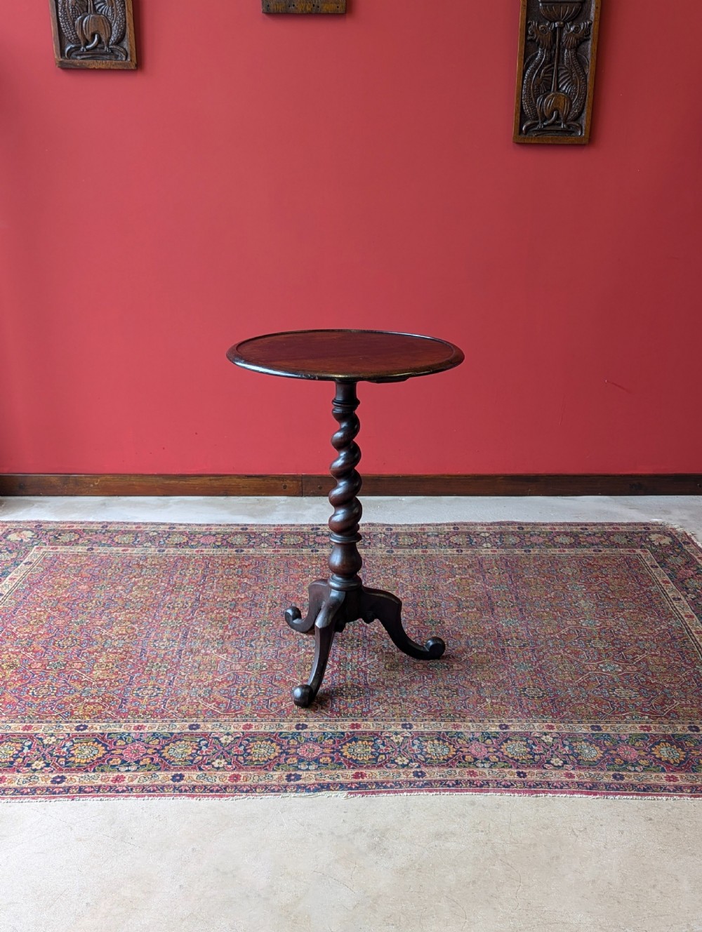 Antique Mid 19th Century Barley Twist Mahogany Wine Table View VII