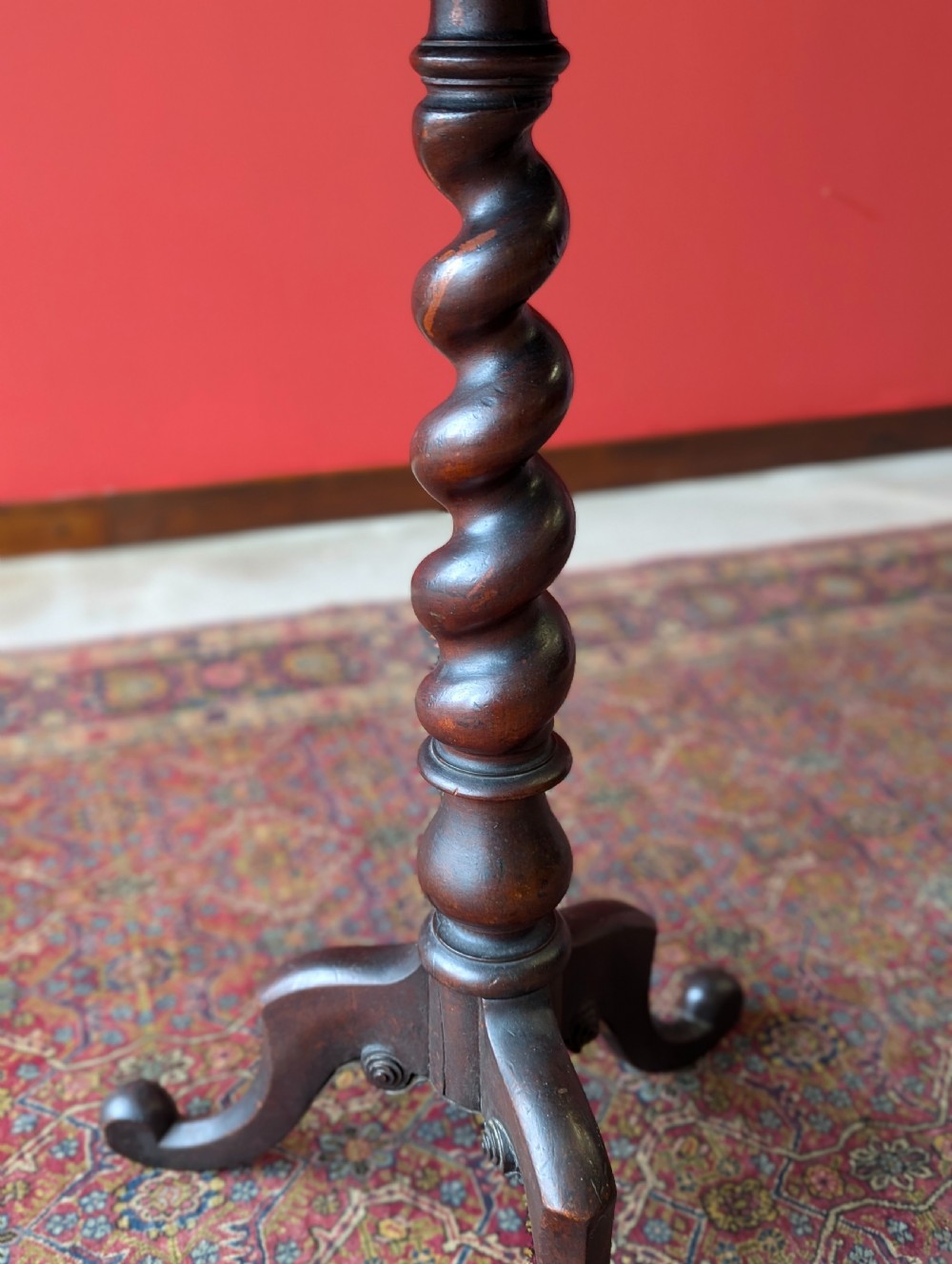 Antique Mid 19th Century Barley Twist Mahogany Wine Table View IX