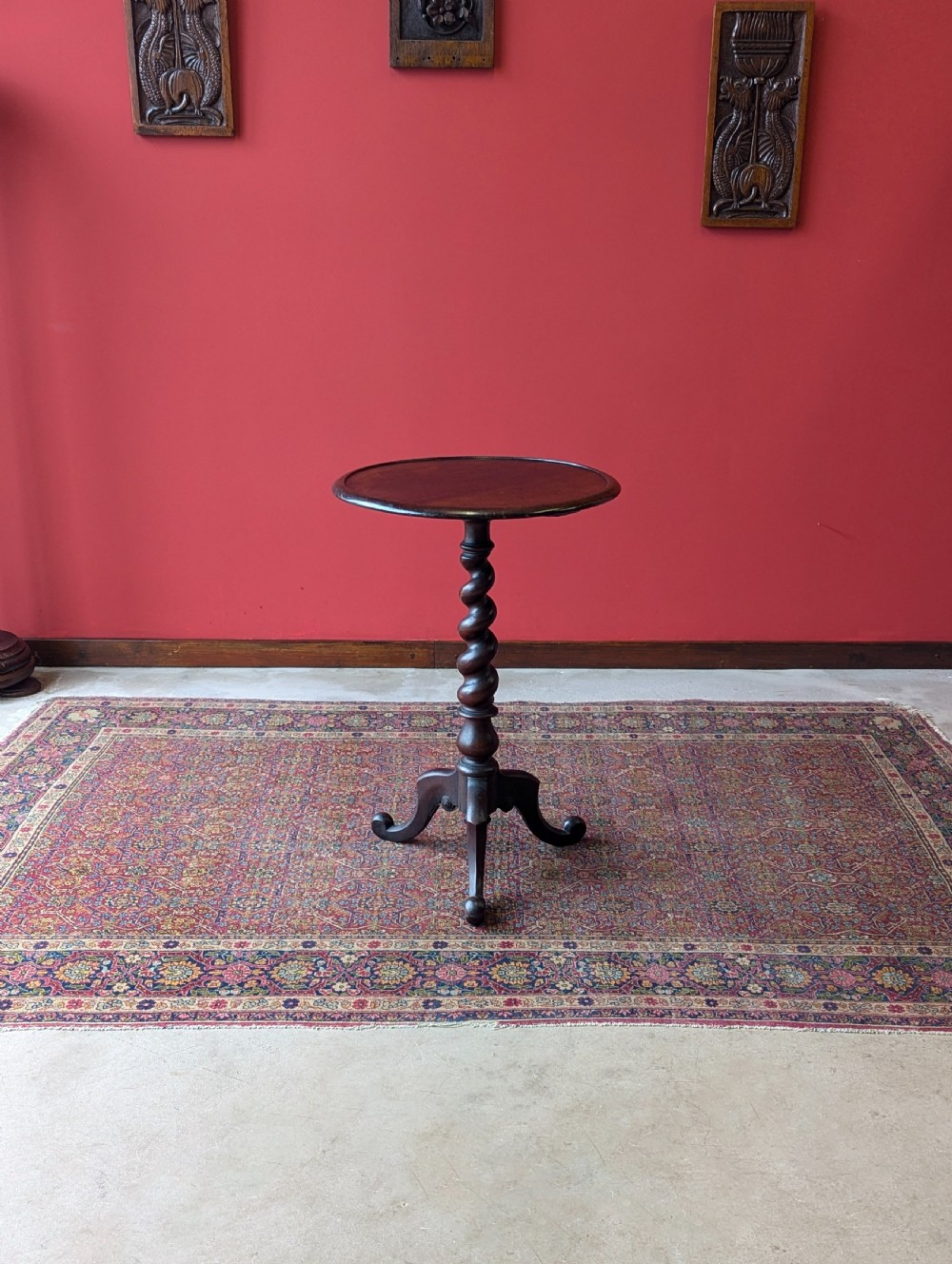 Antique Mid 19th Century Barley Twist Mahogany Wine Table View X