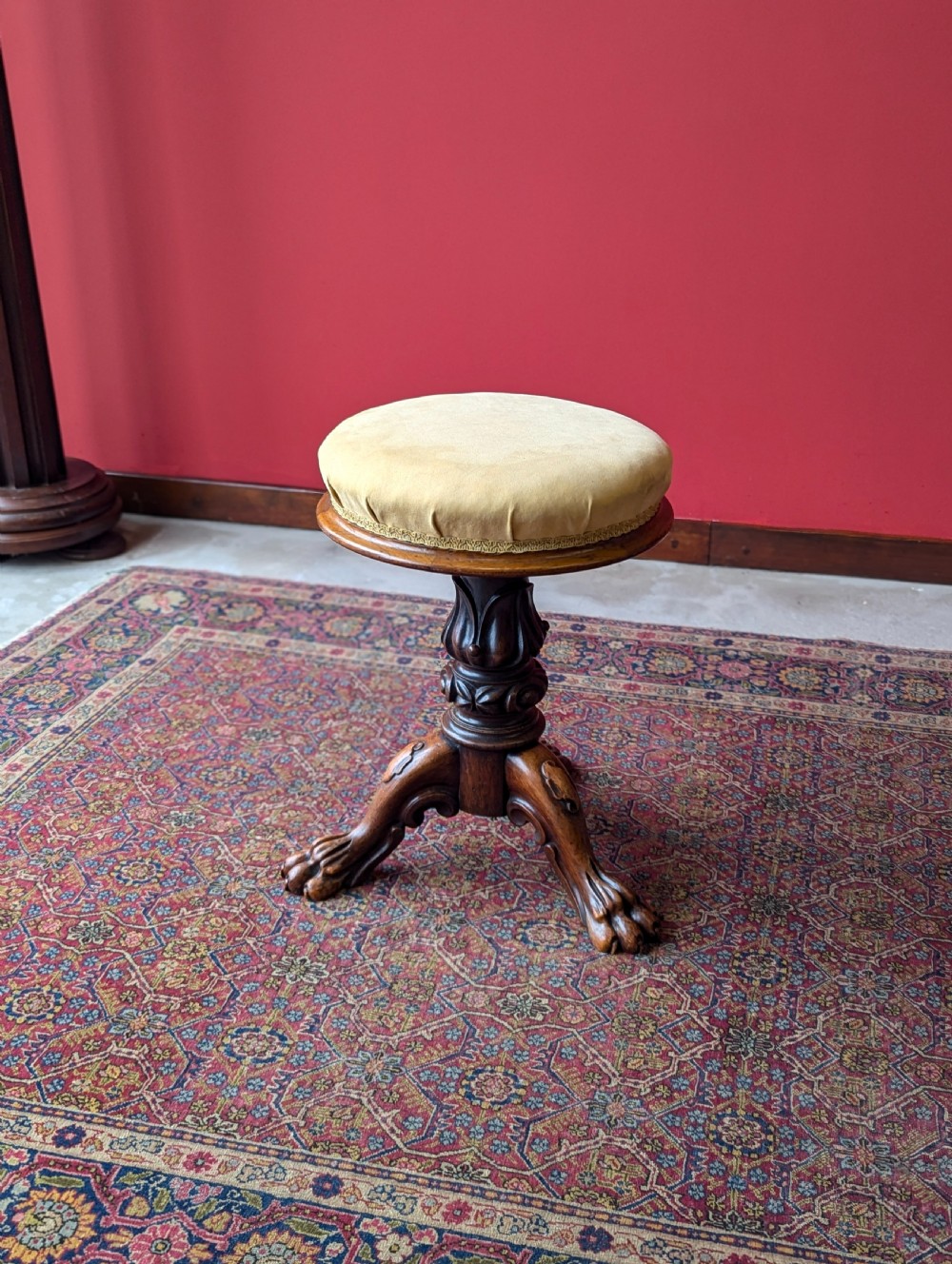 Antique 19th Century Mahogany Circular Piano Stool View V