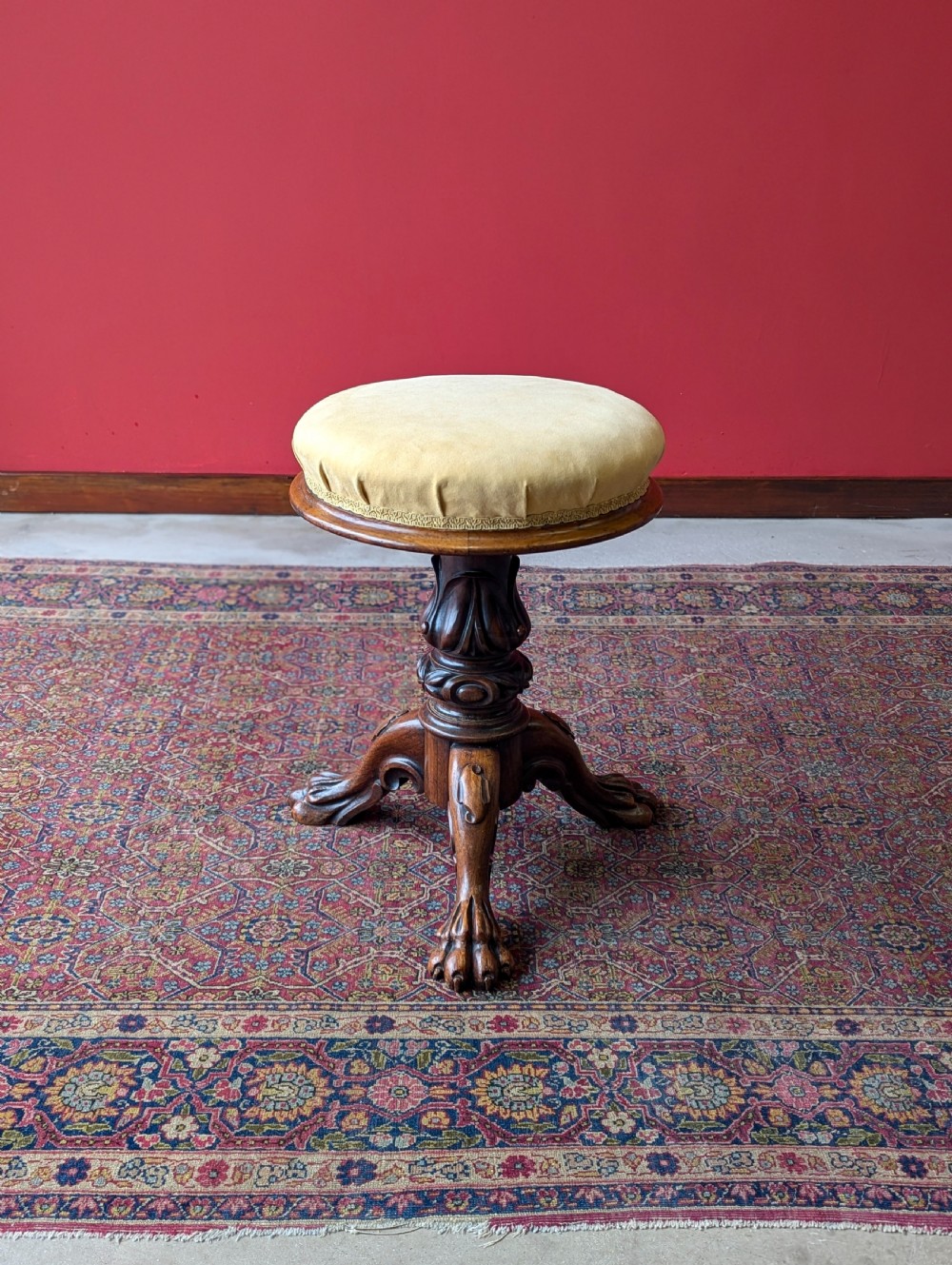 Antique 19th Century Mahogany Circular Piano Stool View VII