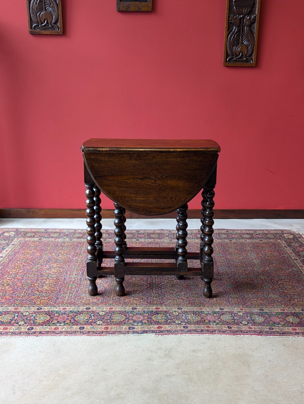 Antique Early 20th Century Bobbin Leg Drop Leaf Occasional Table