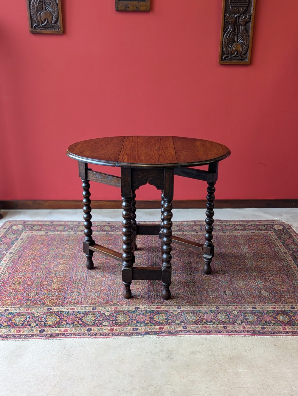 Antique Early 20th Century Bobbin Leg Drop Leaf Occasional Table View II