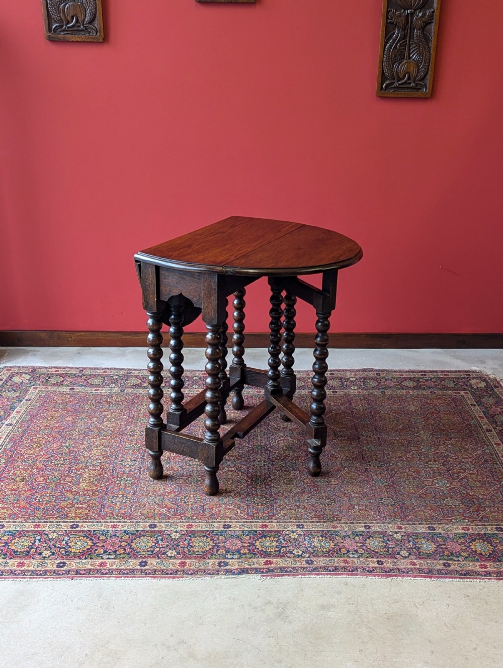 Antique Early 20th Century Bobbin Leg Drop Leaf Occasional Table View III