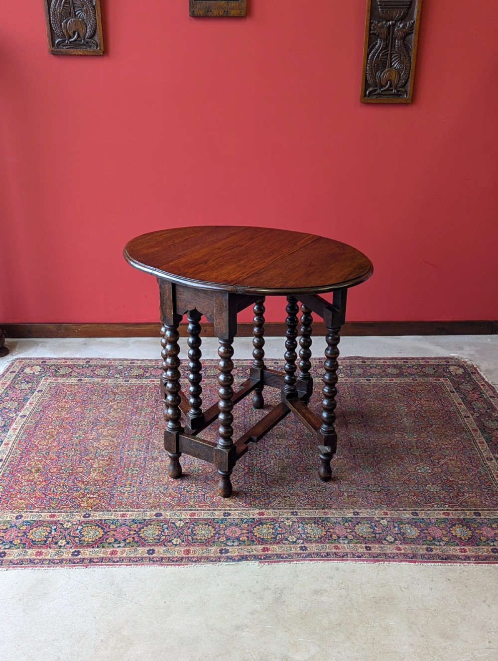 Antique Early 20th Century Bobbin Leg Drop Leaf Occasional Table View IV