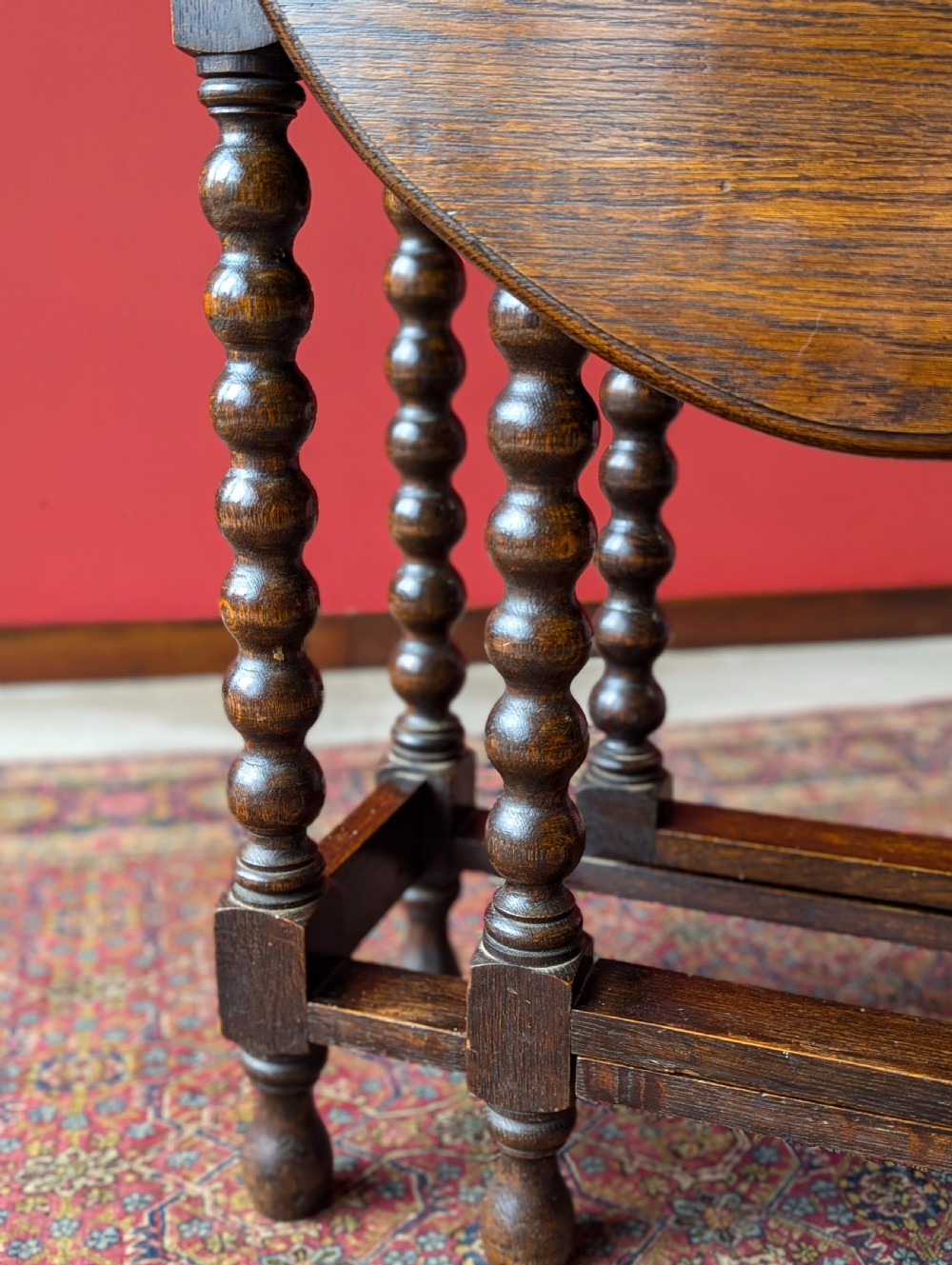 Antique Early 20th Century Bobbin Leg Drop Leaf Occasional Table View V