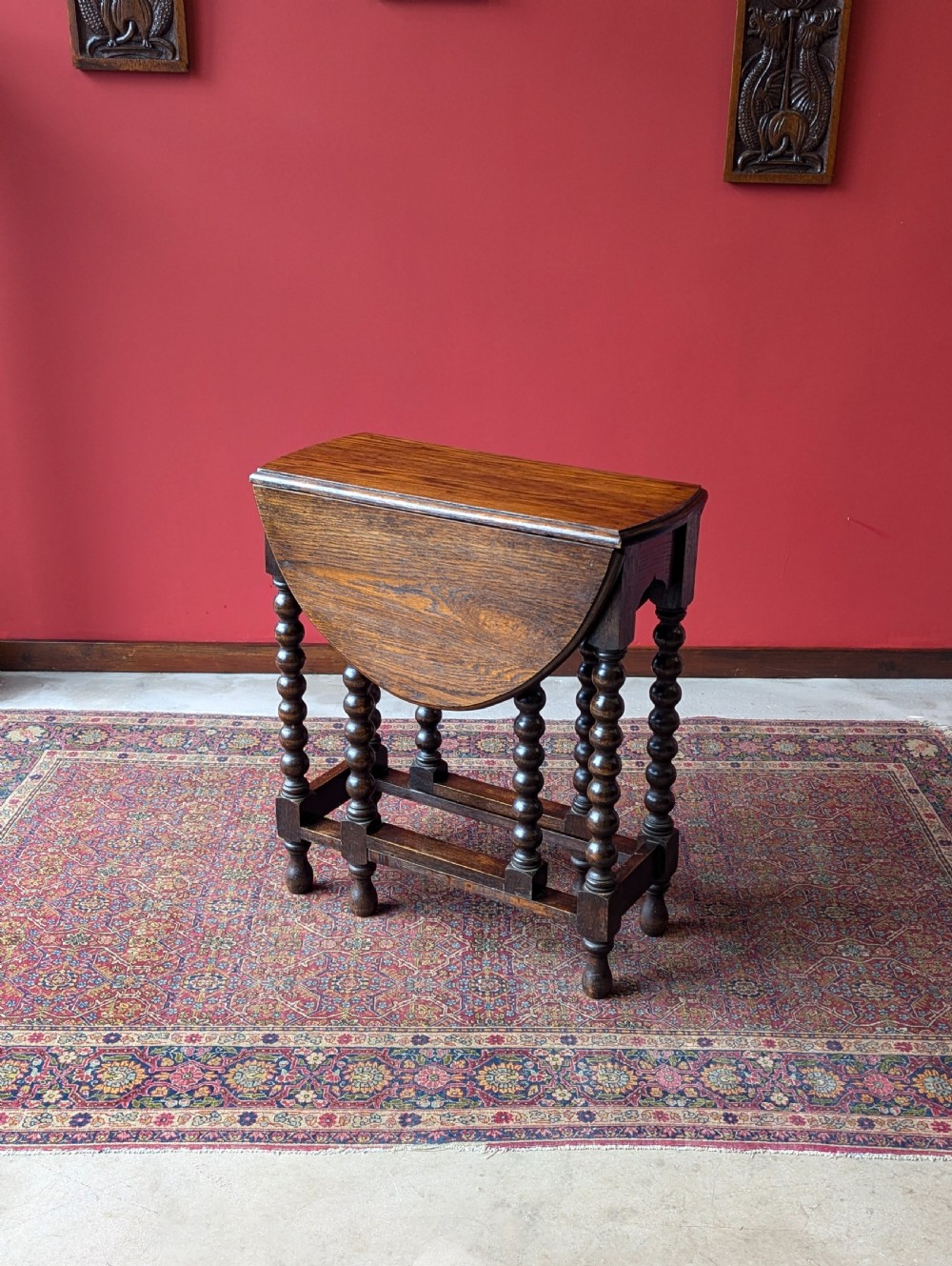 Antique Early 20th Century Bobbin Leg Drop Leaf Occasional Table View VI