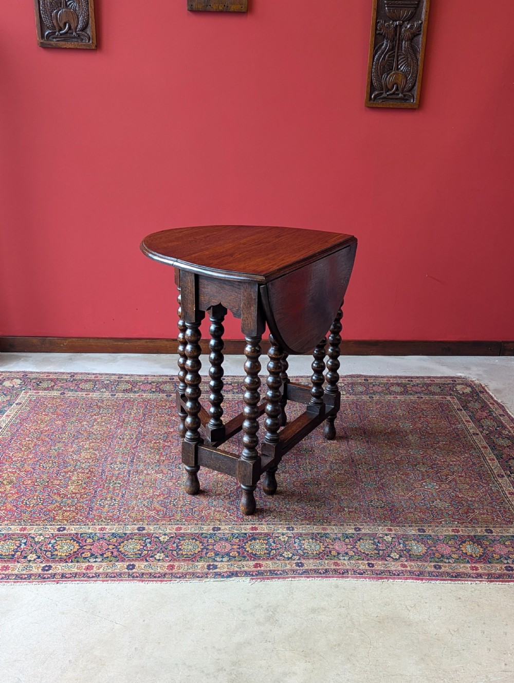 Antique Early 20th Century Bobbin Leg Drop Leaf Occasional Table View VIII