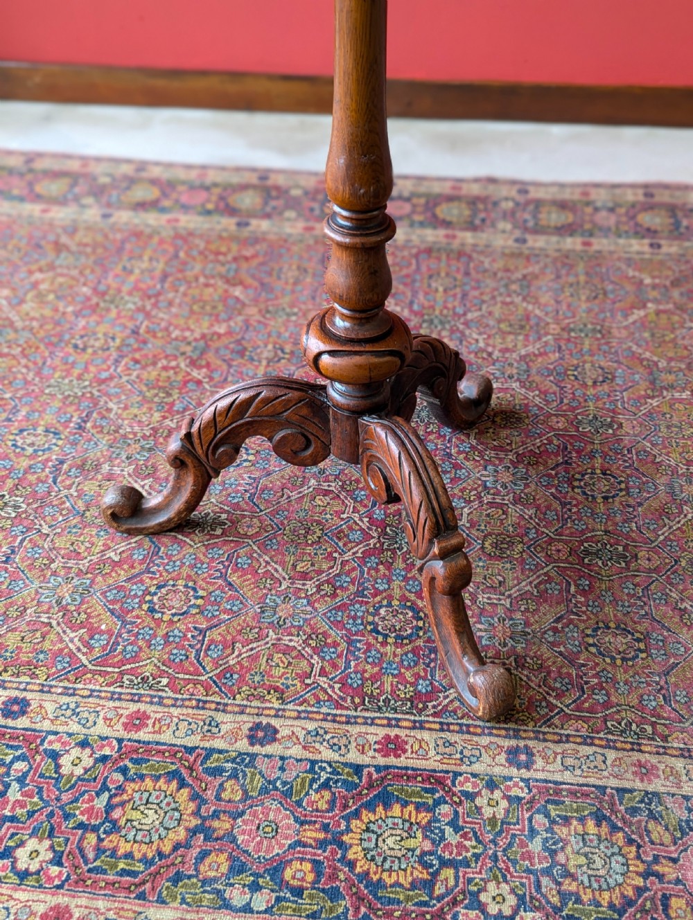 Antique Victorian Mahogany Parquetry Topped Circular Pedestal Wine Table View IV