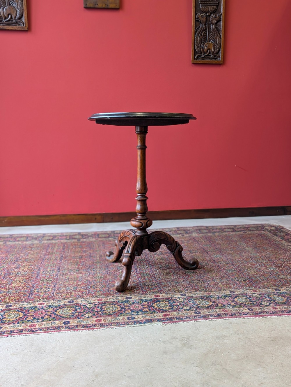 Antique Victorian Mahogany Parquetry Topped Circular Pedestal Wine Table View V