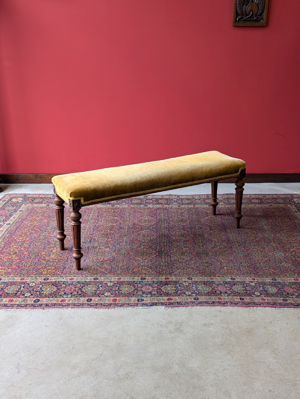 Antique Victorian Rosewood Upholstered Window Seat View III