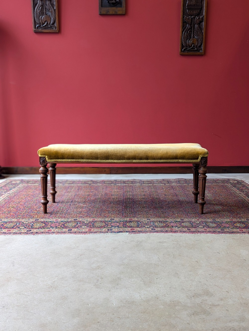 Antique Victorian Rosewood Upholstered Window Seat View V