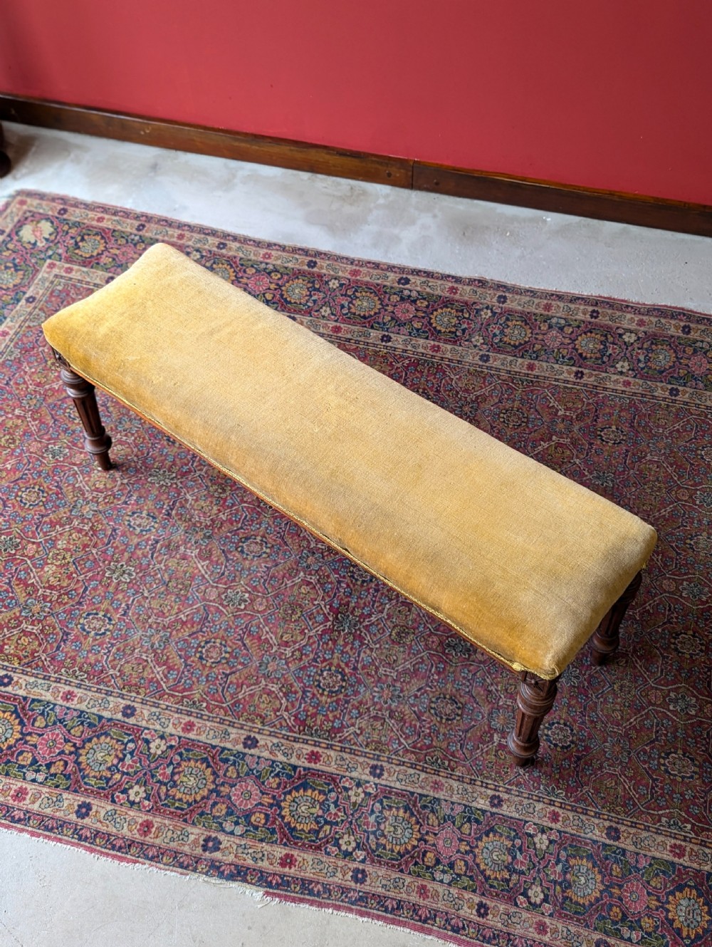Antique Victorian Rosewood Upholstered Window Seat View VI