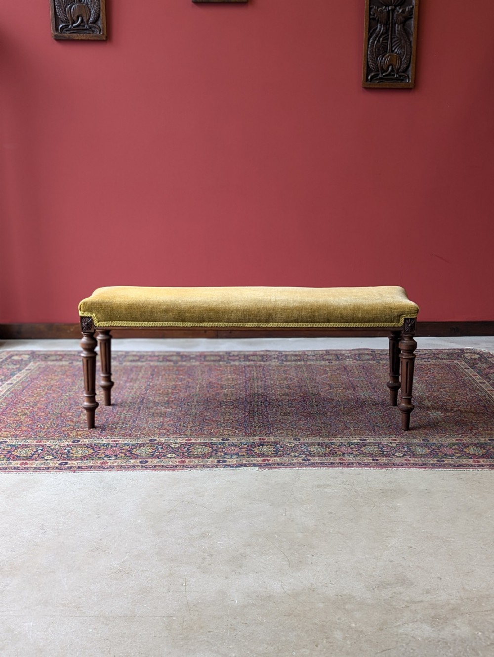 Antique Victorian Rosewood Upholstered Window Seat View X