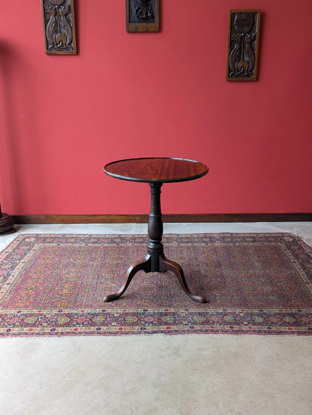 Antique Victorian Mahogany Circular Pedestal Occasional Table / Wine Table