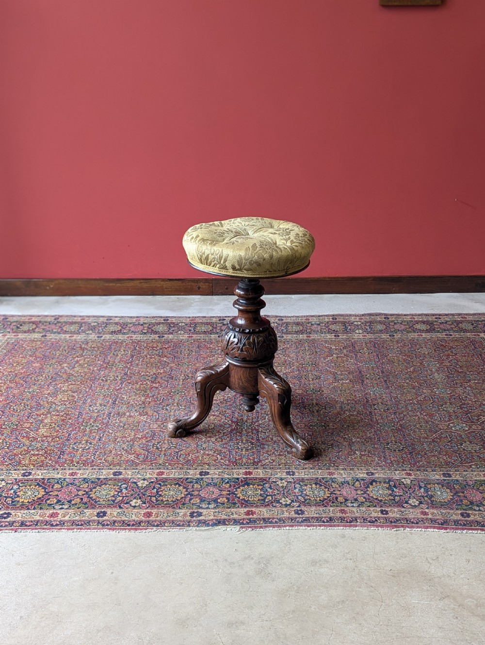 Antique 19th Century Rosewood Rise & Fall Circular Piano Stool