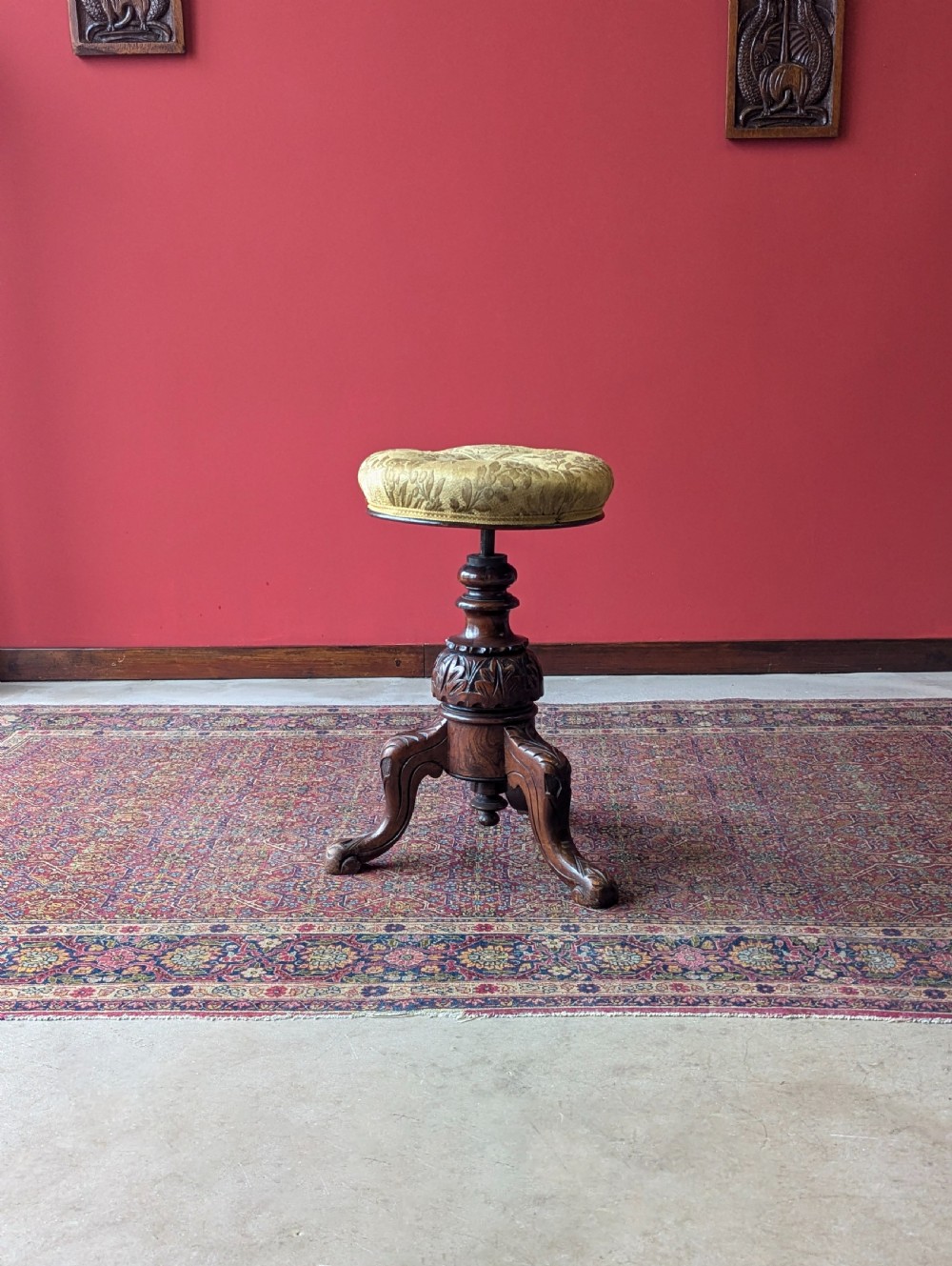 Antique 19th Century Rosewood Rise & Fall Circular Piano Stool View V