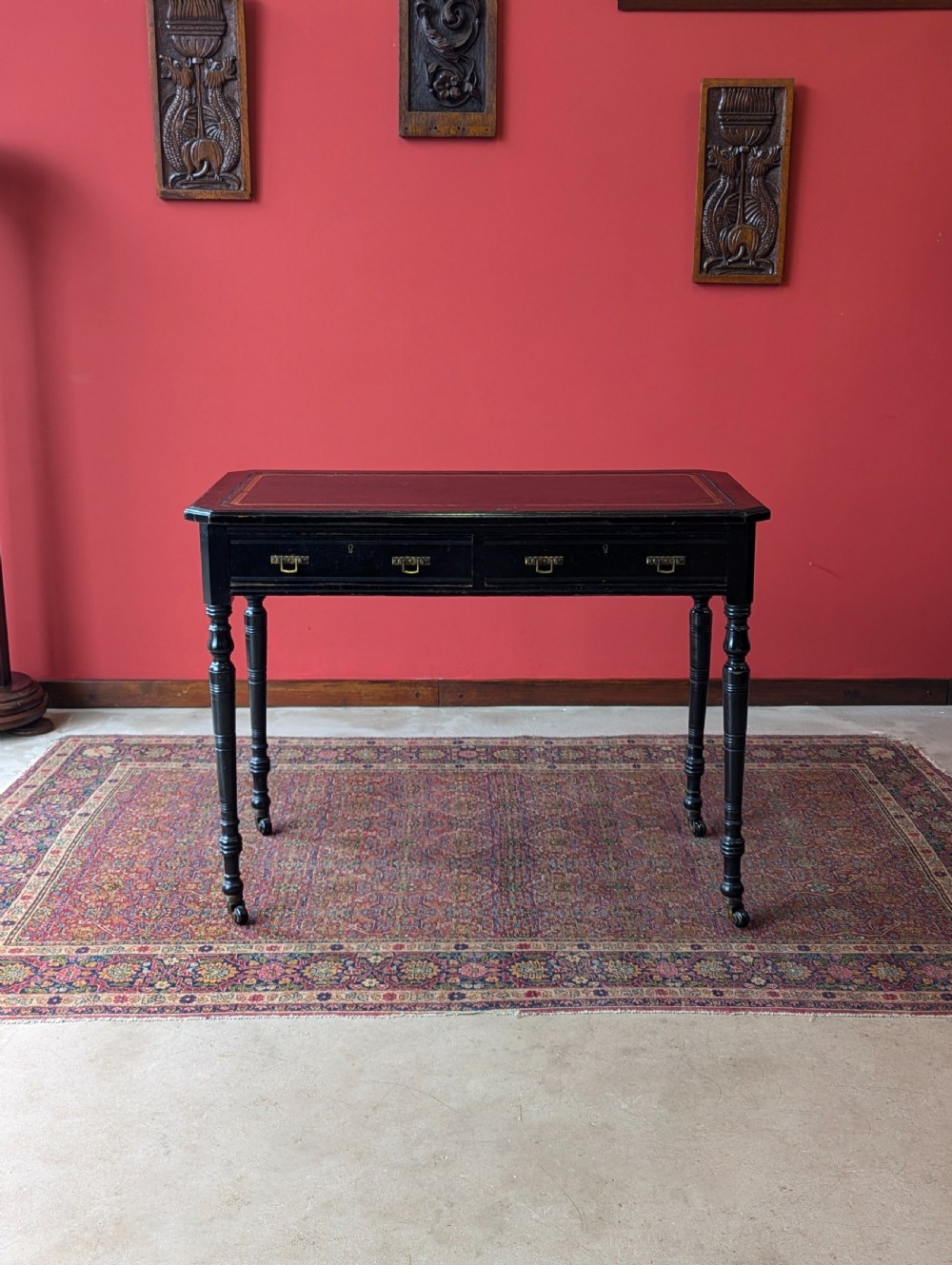 Antique Victorian Ebonised Aesthetic Movement Writing Table View II
