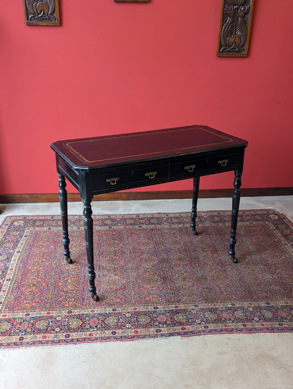Antique Victorian Ebonised Aesthetic Movement Writing Table View III