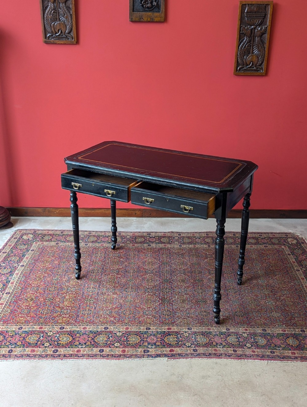 Antique Victorian Ebonised Aesthetic Movement Writing Table View IV